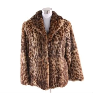 Leopard Pattern Dyed Rabbit Fur Coat